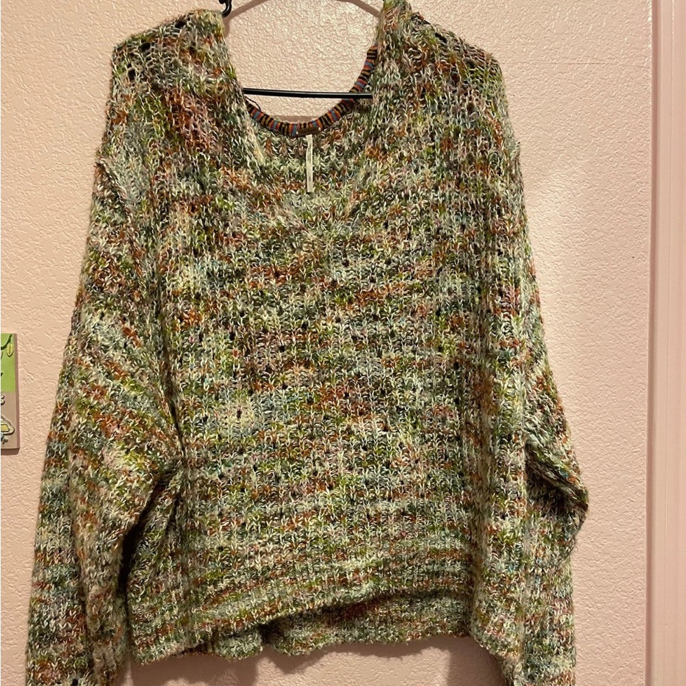 Free People Multicolored Cropped Sweater